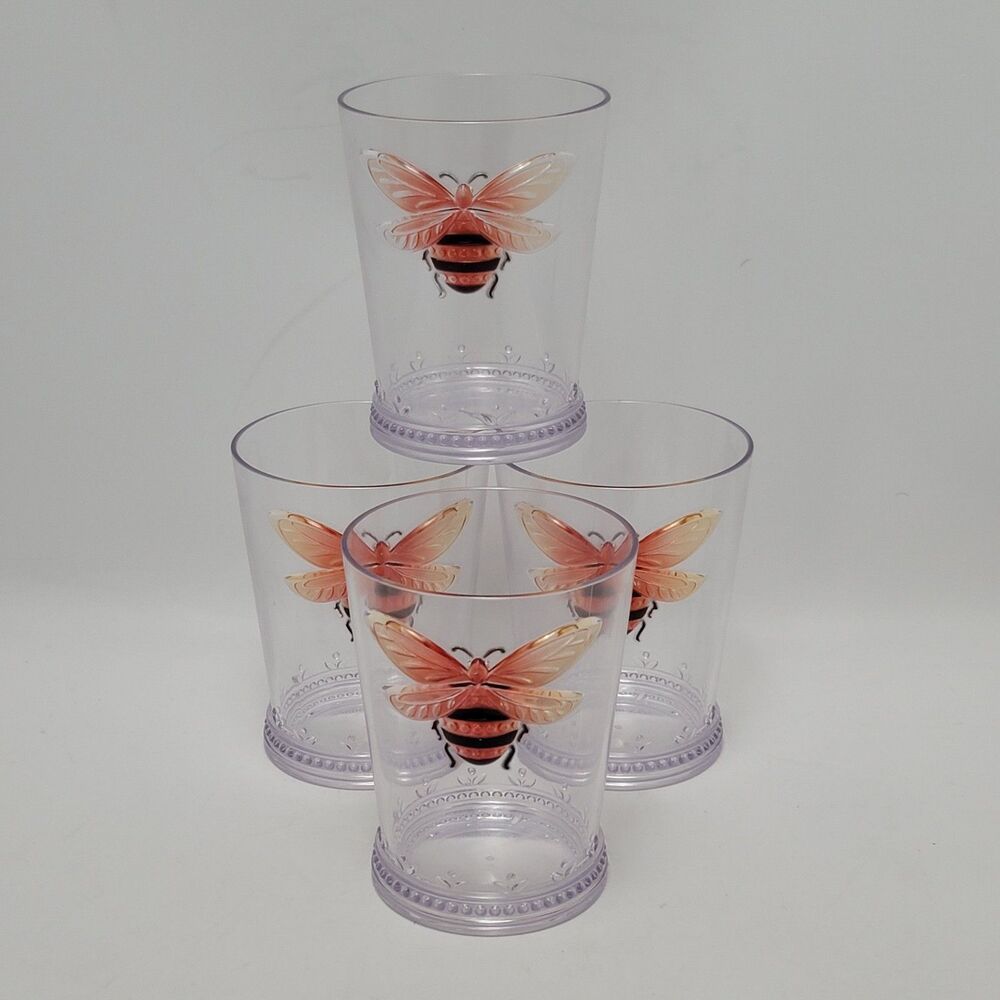 Rachel Ashwell The Prairie Collection Queen Bee Tumblers Set Of 4 Plastic Cups